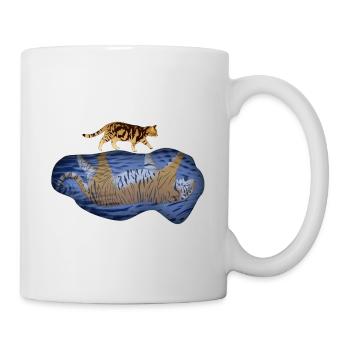 Katze gegen Tiger Reflexionspfütze - Tasse - Weiß - Rechts