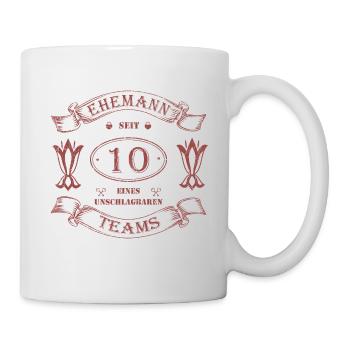 Rosen Hochzeit 10 Jahre Ehemann Ehepaar - Tasse - Weiß - Rechts