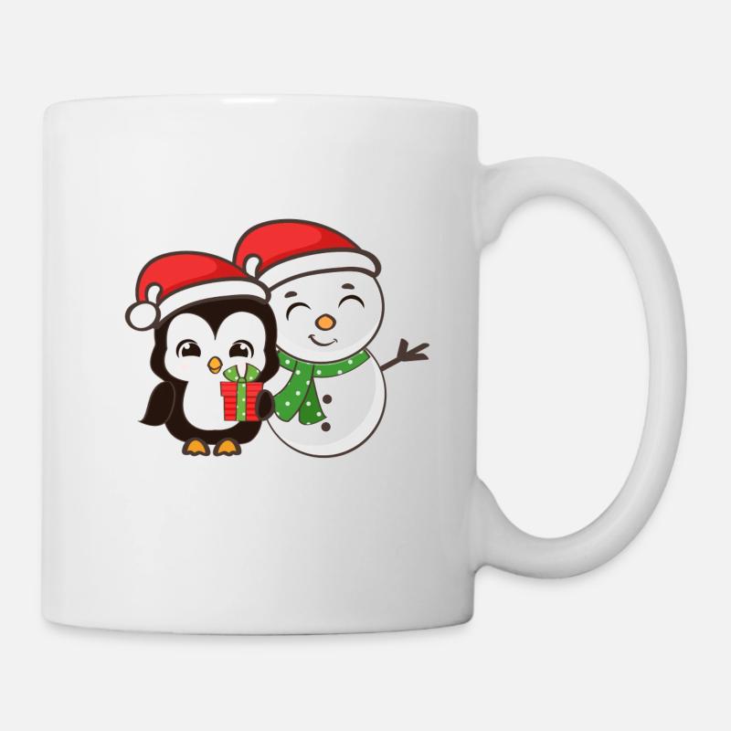 Pinguin Schneemann Weihnachten Geschenk - Tasse - Weiß