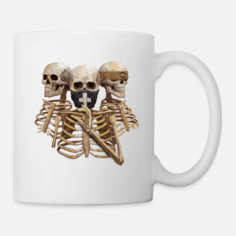 Skeleton Hear No Evil. Speak No Evil. See No Evil - Mug - white