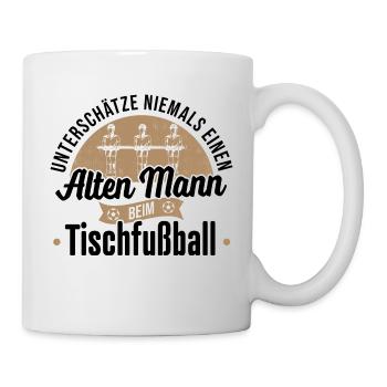 Tischfußball Kickerkönig Tischfussballer Abroller - Tasse - Weiß - Rechts