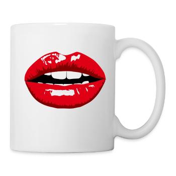 Impression des lèvres rouge brillant - Mug blanc - blanc - Droite