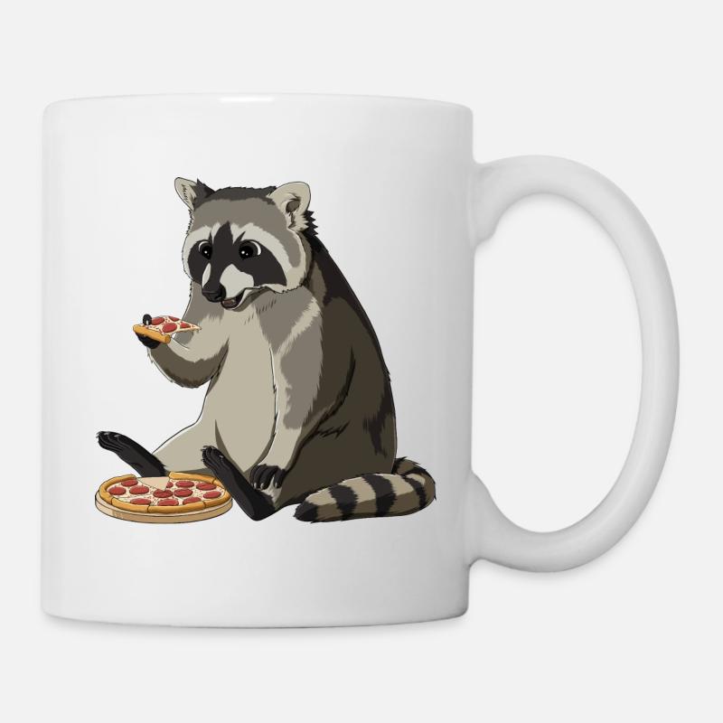 Raton laveur mange des pizzas - Mug blanc - blanc