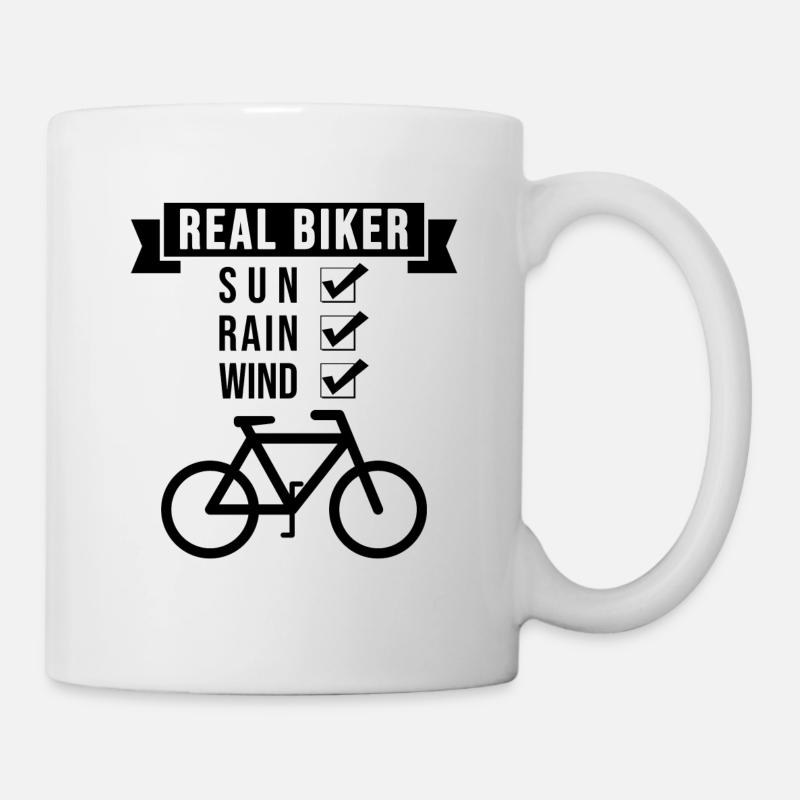 Real Biker, bei jedem Wetter! - Tasse - Weiß