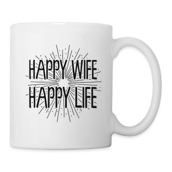 Heureuse femme heureuse vie disant - Mug blanc - blanc - Droite