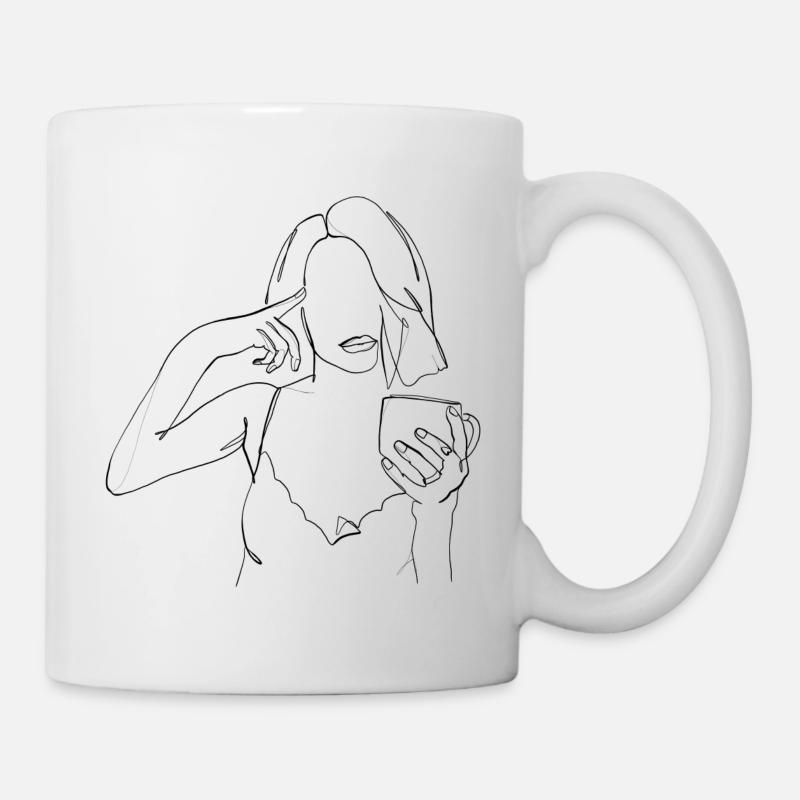 First Coffee Line Art - Mug blanc - blanc