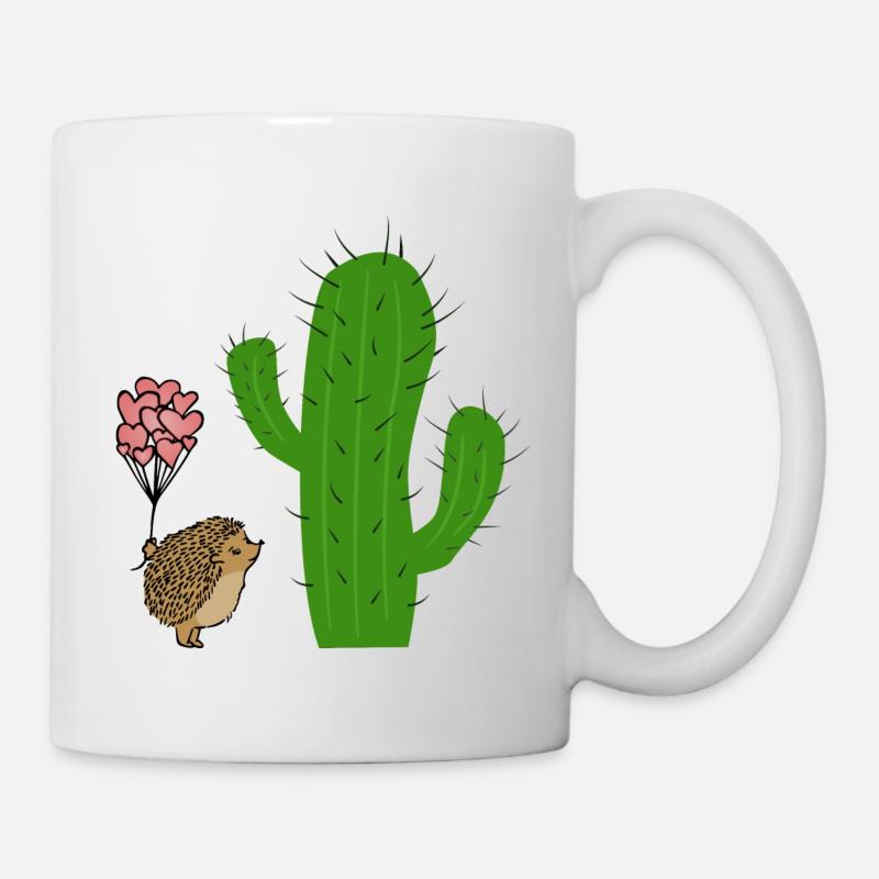 Igel Kaktus Liebe | Witziges Geburtstagsgeschenk - Tasse - Weiß