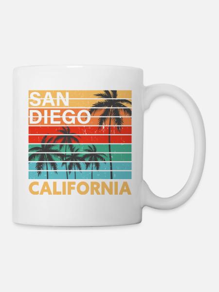San Diego California Colorful Vintage - Mug blanc - blanc