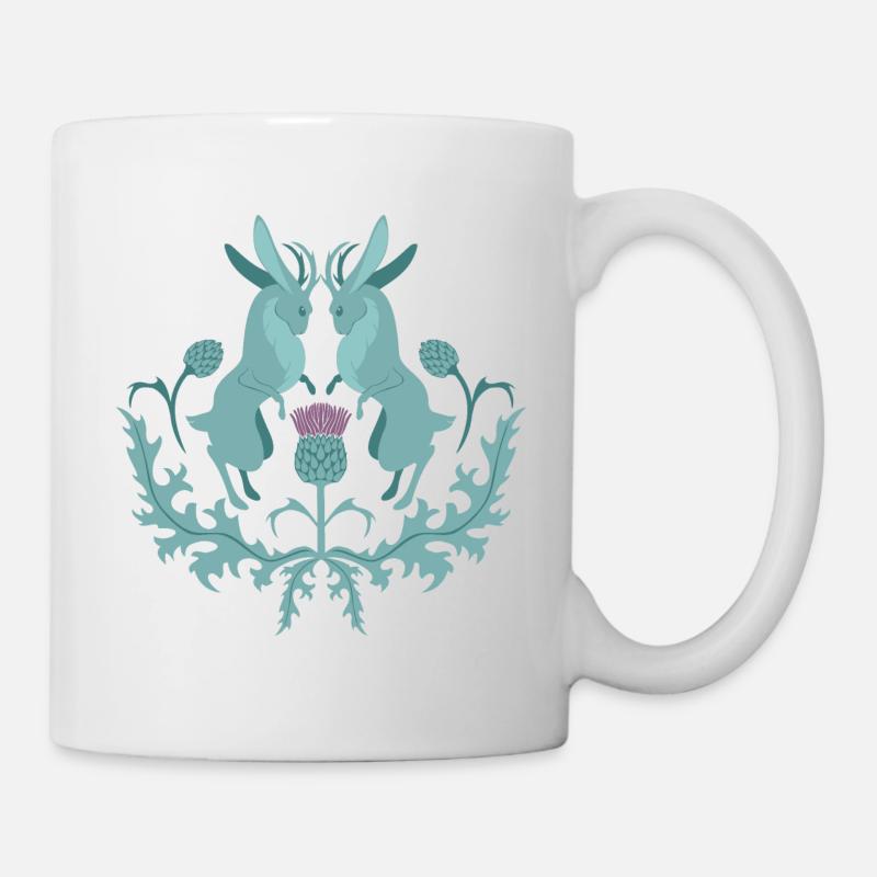 Jackalope Wolpertinger Hochlbock avec chardon - Mug blanc - blanc