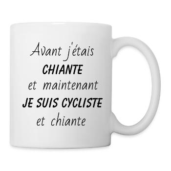 Avant j'étais chiante maintenant je suis cycliste - Mug blanc - blanc - Droite