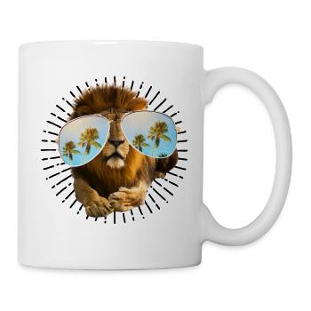 LÖWE LÖWEN mit BRILLE - Tasse - Weiß - Rechts
