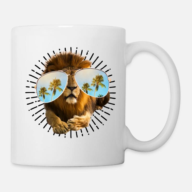 LÖWE LÖWEN mit BRILLE - Tasse - Weiß