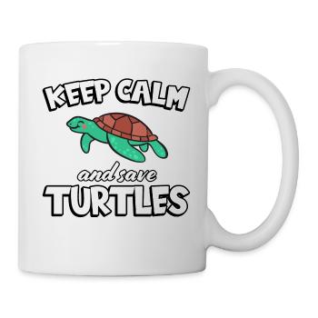 Save turtles süße Schildkröte Schildkröten - Tasse - Weiß - Rechts