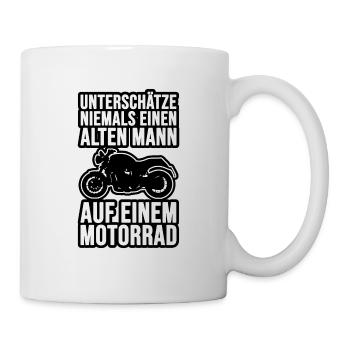 Ne jamais sous-estimer un vieil homme avec une moto - Mug blanc - blanc - Droite