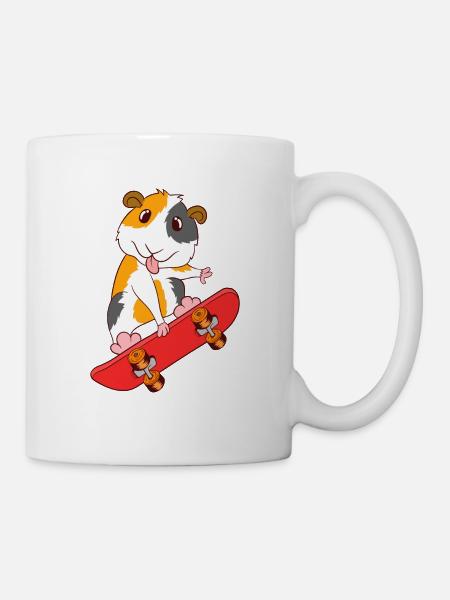 Skateboard Guinée Cochon Skate Sur T-shirt Design - Mug blanc - blanc