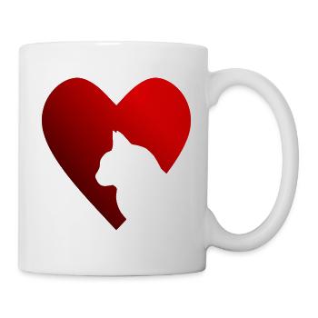 Herz Katze Silhouette Design - Tasse - Weiß - Rechts
