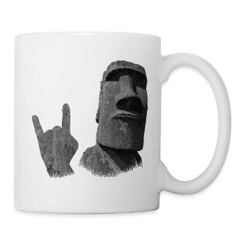 Funny Easter Island Moai Statue Metalhand - Mug - white - Right