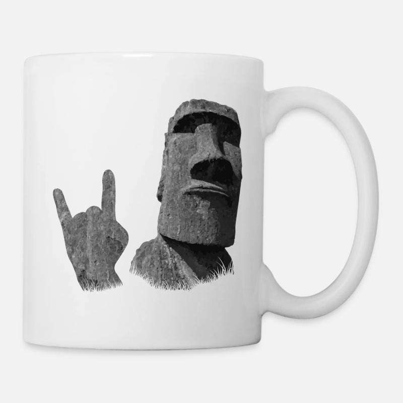 Witzige Osterinsel Moai Statue Metalhand - Tasse - Weiß
