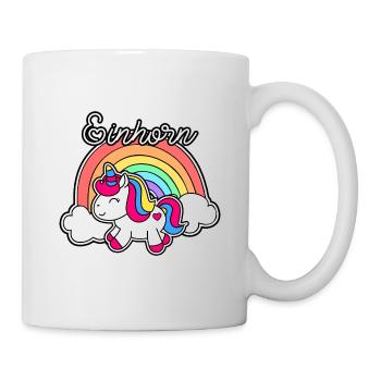 Einhorn mit Regenbogen - Tasse - Weiß - Rechts