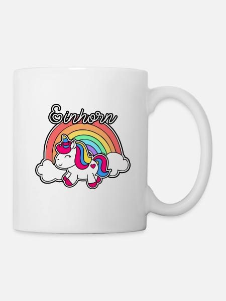 Einhorn mit Regenbogen - Tasse - Weiß
