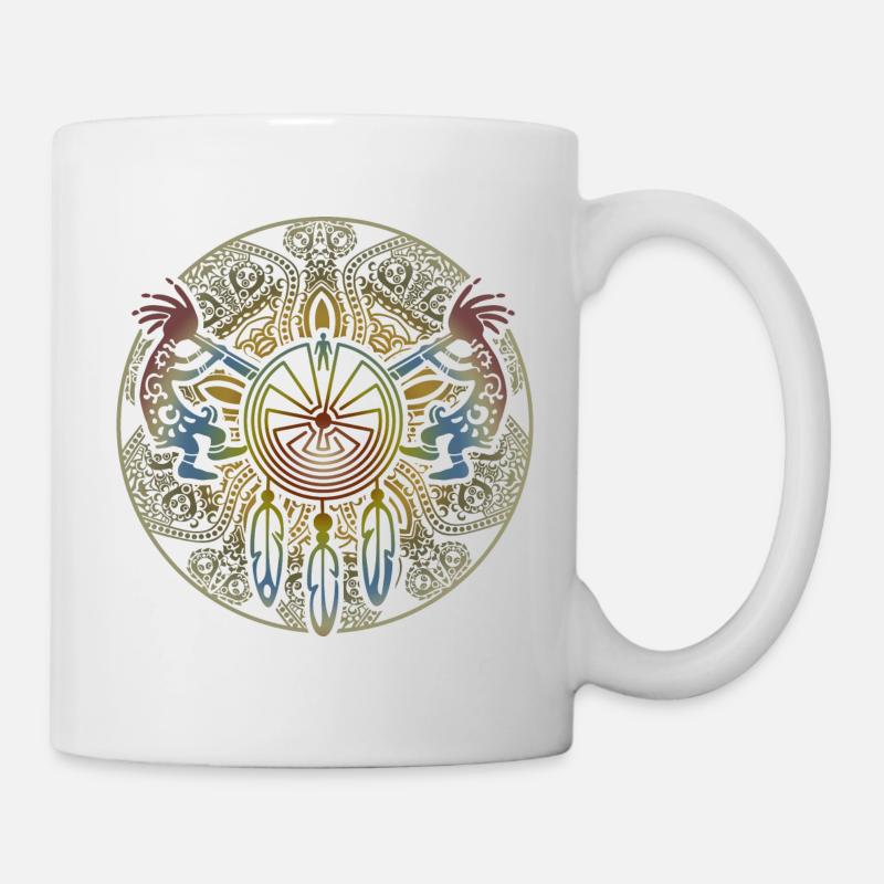 Kokopelli Duo - Man In The Maze - Dreamcatcher 2 - Mug blanc - blanc
