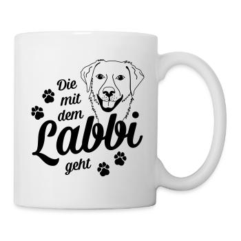 Die mit dem Labbi geht - Hundepfoten - Tasse - Weiß - Rechts