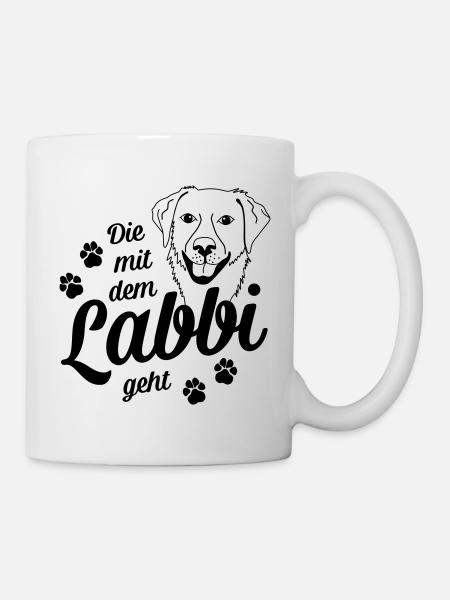 Die mit dem Labbi geht - Hundepfoten - Tasse - Weiß