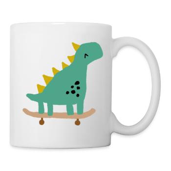 Skateboard Dinosaurier Dino Skate - Tasse - Weiß - Rechts