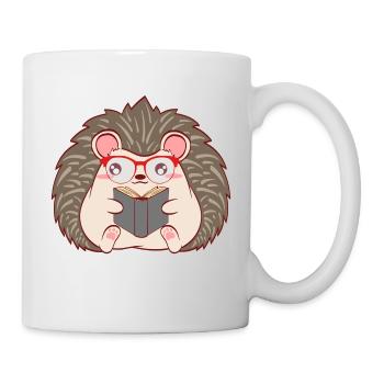 Hedgehog "Reader" Christmas Design For Students - Mug - white - Right
