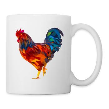 Rooster polygon, colorful - Mug - white - Right