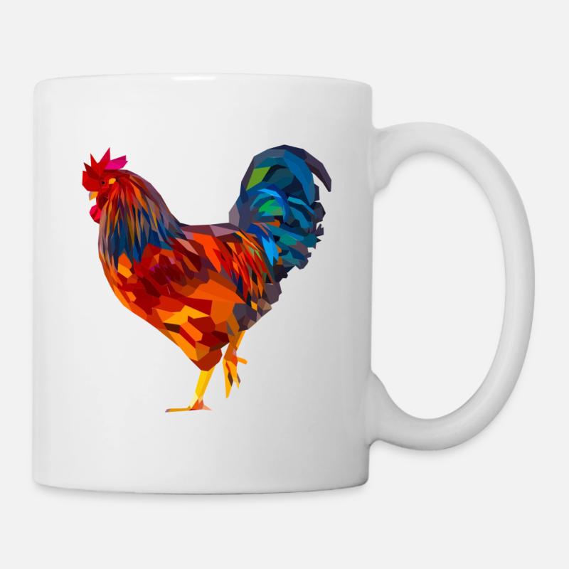 Hahn polygon, bunt - Tasse - Weiß