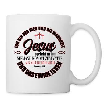 Jesus Christus Shirt Bibelvers Ich bin der Weg - Tasse - Weiß - Rechts