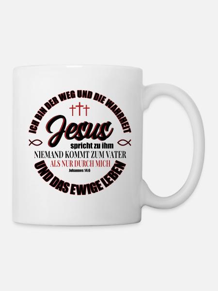 Jesus Christus Shirt Bibelvers Ich bin der Weg - Tasse - Weiß