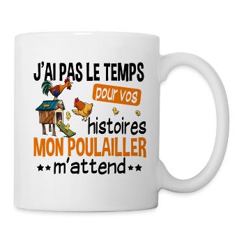 Poulailler poule volaille poussin. Cadeau ferme - Mug blanc - blanc - Droite