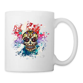 Crâne coloré, Mexique Jour du crâne de sucre mort - Mug blanc - blanc - Droite