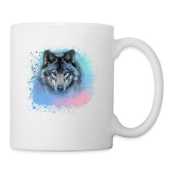 wolf,colorful,dog, husky,dog, painting,graffiti - Mug - white - Right