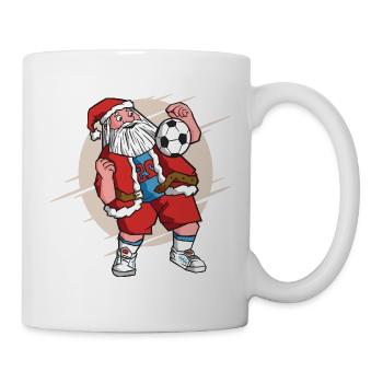 Weihnachten Lustiger Fußball Weihnachtsmann - Tasse - Weiß - Rechts