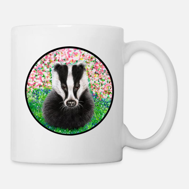 Dachs im Frühling/ Badger in the springtime - Tasse - Weiß