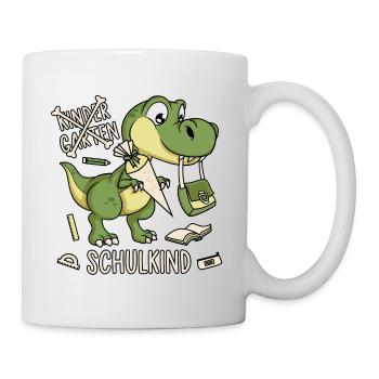 Schule Einschulung Dinosaurier Dino Schulkind - Tasse - Weiß - Rechts