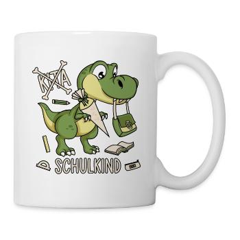 Schule Einschulung Dinosaurier Dino Schulkind - Tasse - Weiß - Rechts