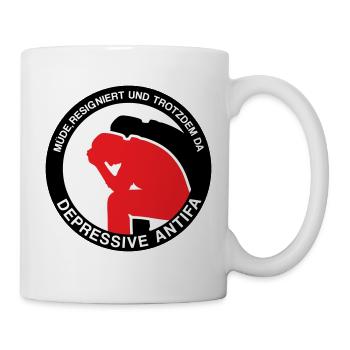 Depressive Antifa - Tasse - Weiß - Rechts