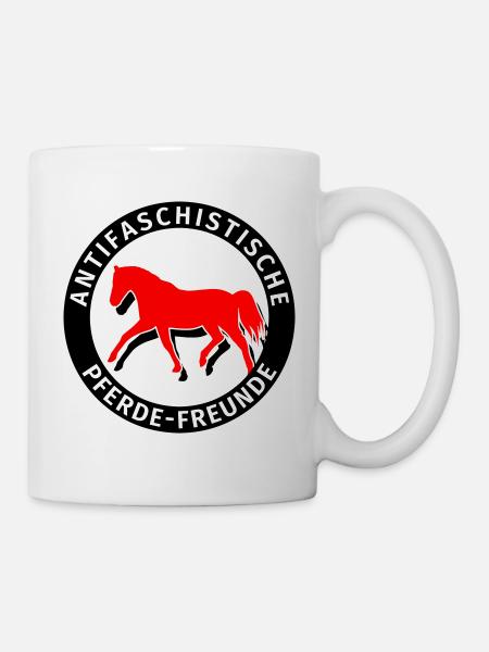 Antifaschistische Pferde-Freunde Antifa Humor - Tasse - Weiß
