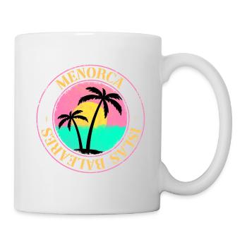Menorca Sommer Sonne Strand Meer Palmen Party - Tasse - Weiß - Rechts