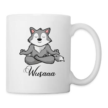 Wolf Auszeit Durchatmen Wusaaa - Tasse - Weiß - Rechts
