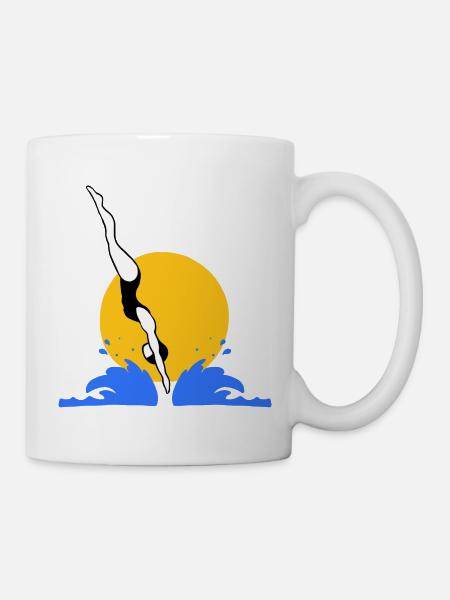 Sprung ins Wasser - Tasse - Weiß