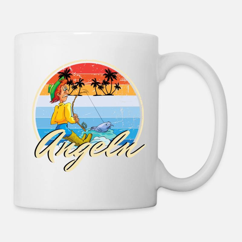 Angler Angeln witziges Motiv als Geschenk Idee - Tasse - Weiß