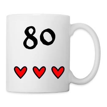 80 JAHRE. 80-jähriges JUBILÄUM. JUBILÄUM 80 JAHRE - Tasse - Weiß - Rechts