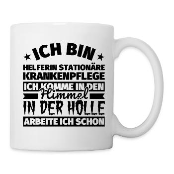 Helferin stationäre Krankenpflege Geschenk lustig - Tasse - Weiß - Rechts