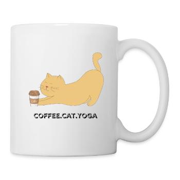 Kaffee- und Yogaliebhaber Katze - Tasse - Weiß - Rechts