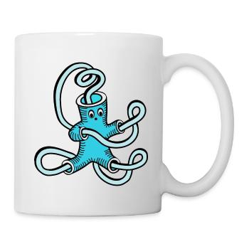 blaue Röhren - Tasse - Weiß - Rechts